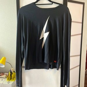 Boyfriend long sleeve aviator nation charcoal bolt L